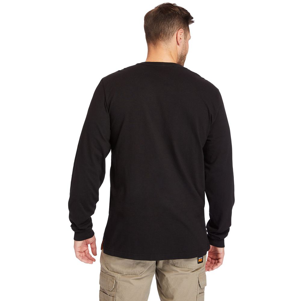 Camisetas Timberland Argentina Hombre - Pro® Big & Tall Base Plate Long-Sleeve Wicking - Negras - QY